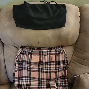 Plaid skirt crop top set